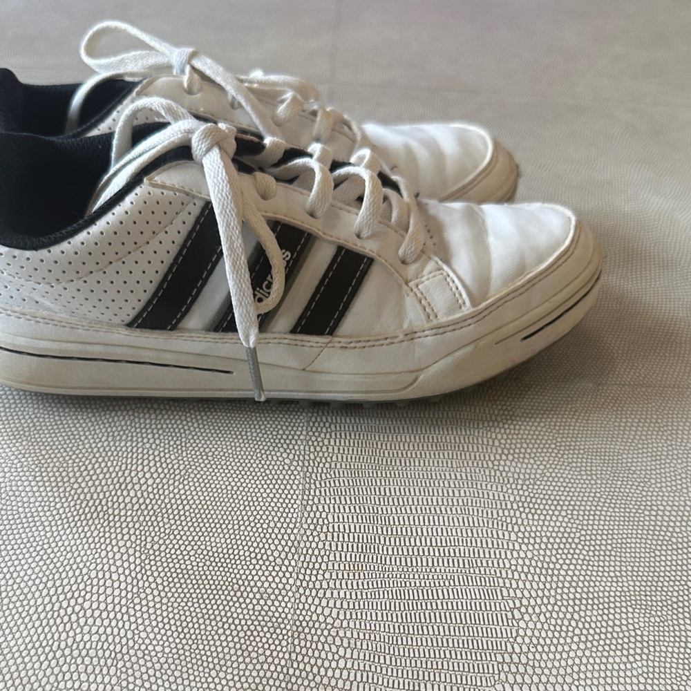 adidas Kids White and Black golf soft spike Sneakers